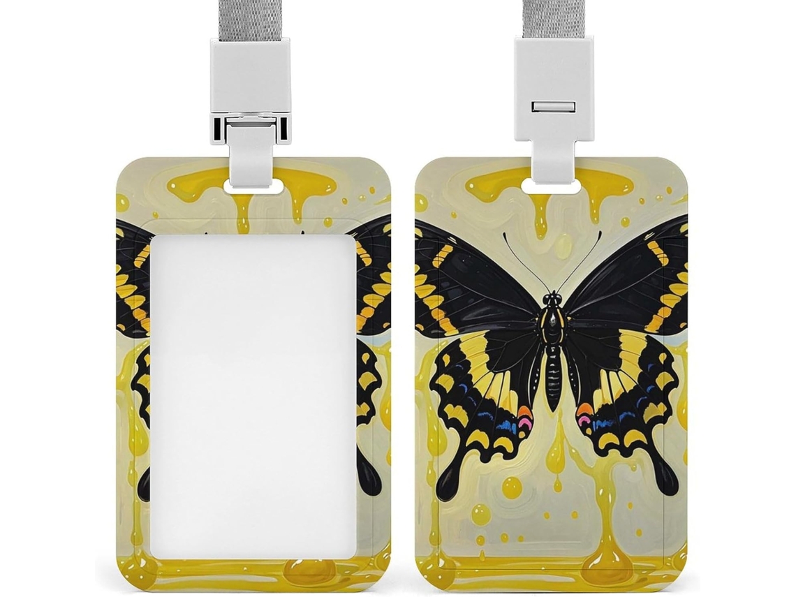 Clipe Crachá, Porta Crachá Charmoso, Design De Borboleta Dourada, Com Cordão, Porta Cartão De Identificação, Ideal