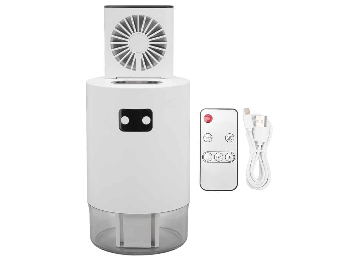 Humidificador ventoinha 2 em 1, 1000ml, 3 Velocidades, Elevável, Dúas Neblinas, Controle Remoto, Usb | S/MARCA