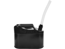 Galão de combustível portátil verde em aço, 5 litros, fibra de carbono, prático e fácil de guardar.