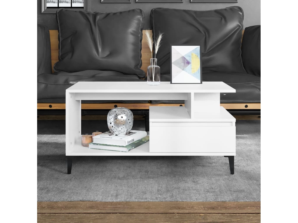 Vidaxl Mesa De Centro 90x49x45 Cm Derivados De Madeira Branco