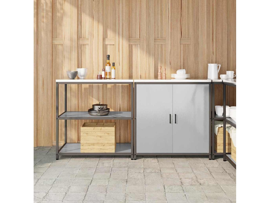 Vidaxl Conjunto De Armazenamento De Cozinha Hattem 2 Unid. Prateado