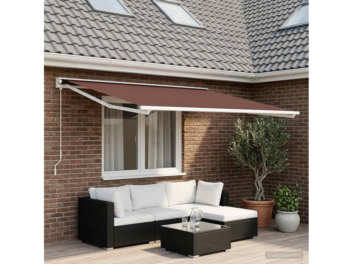 Vidaxl Tecido De Substituição Para Toldo Castanho 500 × 350 Cm