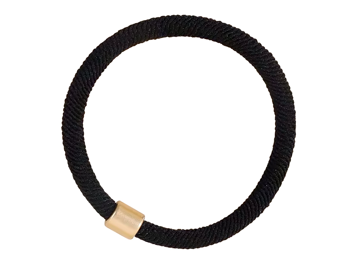 Elástico Torsadê Para Cabelo Com Ponta Dourada Minimalista Preto