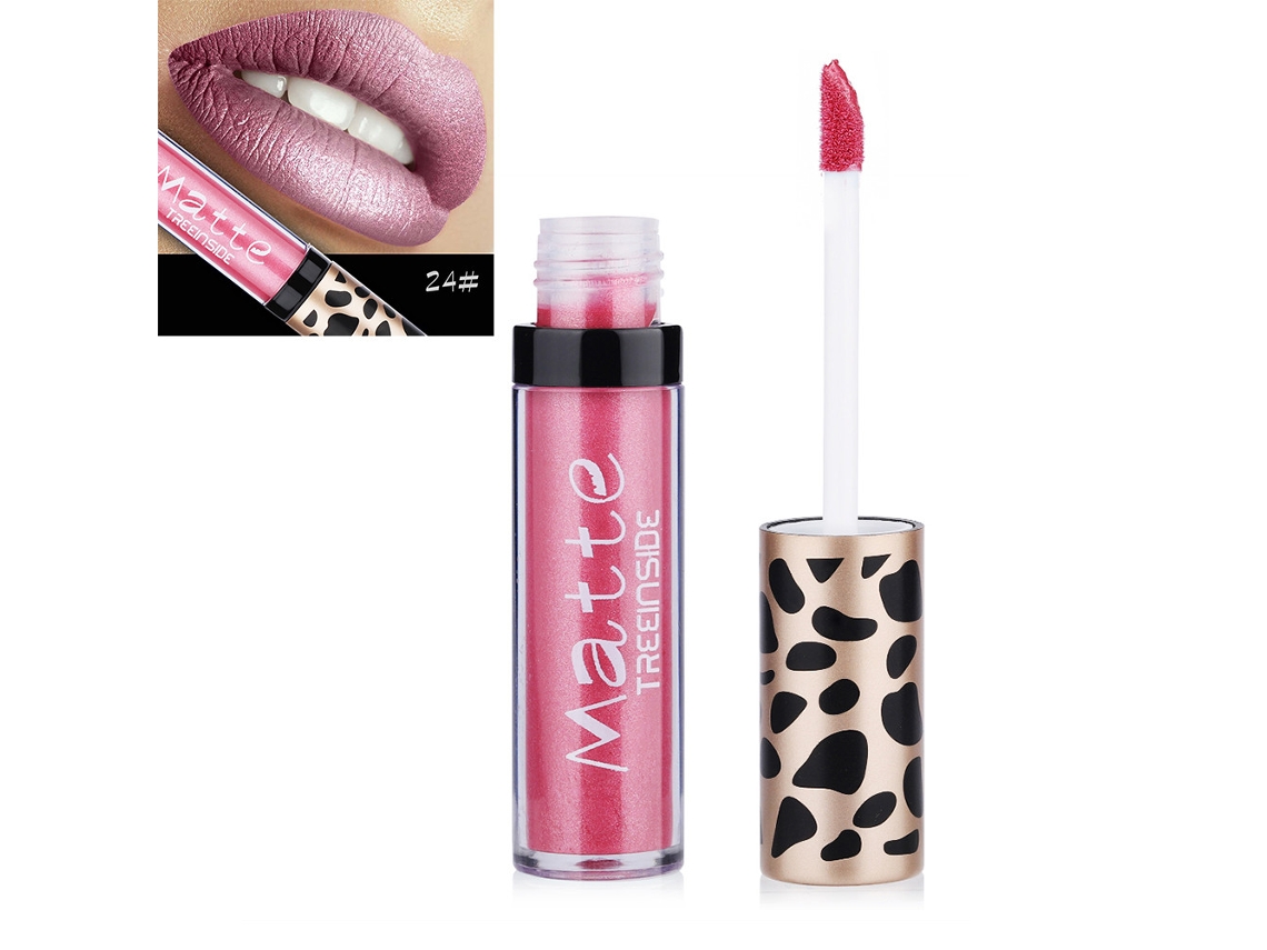 Treeinside Lápiz Labial Mate Metálico Brillo Impermeable 6.5ml Largo Duración Maquillaje Labios (24)