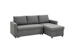 Sofá Canto 211,5x146x85cm, Dormir/armazenamento/chaise Longue, Tecido, Cinza Claro Ui