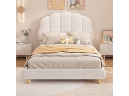 90x200cm Cama De Solteiro Infantil Acolchoada Com Cabeceira Fofa Em Branco Liptaptyn