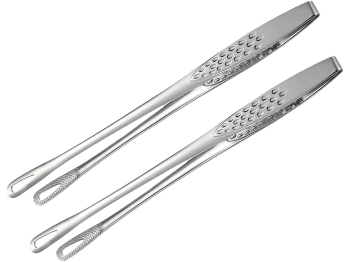 Pinça De Alimentos Veemoon, Prática E Multifuncional, Em Aço Inoxidável, Para Churrasco E Confeitaria, 2 Peças Prateadas