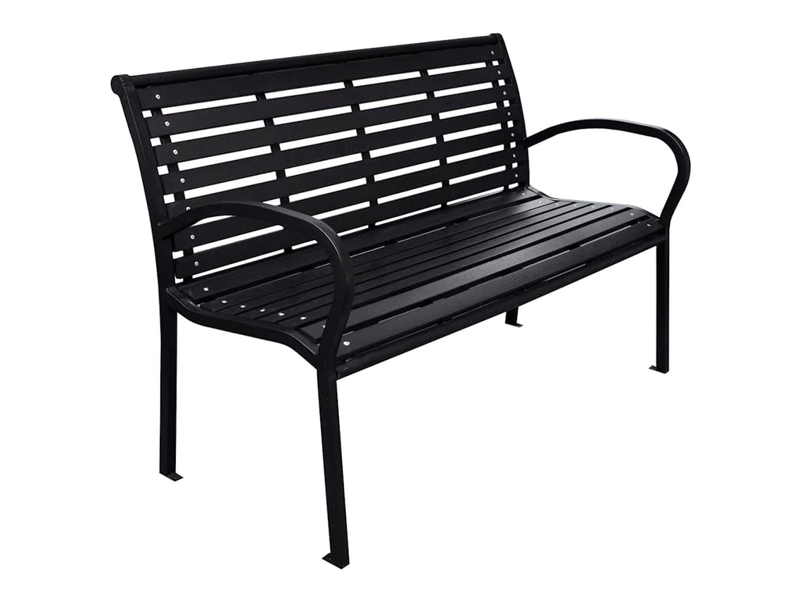 Vidaxl Banco De Jardim 116 Cm Aço E Wpc Preto