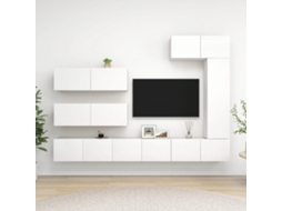 Vidaxl 7 Pcs Conjunto De Móveis De Tv Derivados De Madeira Branco