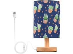 Abajur De Cabeceira Em Formato Cacto E Suculenta Com Porta Usb, Sem Necessidade De Lâmpada, Luz Led Quente Para Quarto