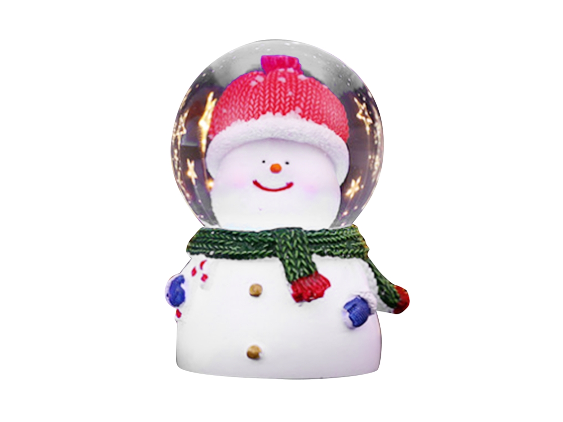 Bola de Cristal Natal Luz Mudança Cor Boneco Neve