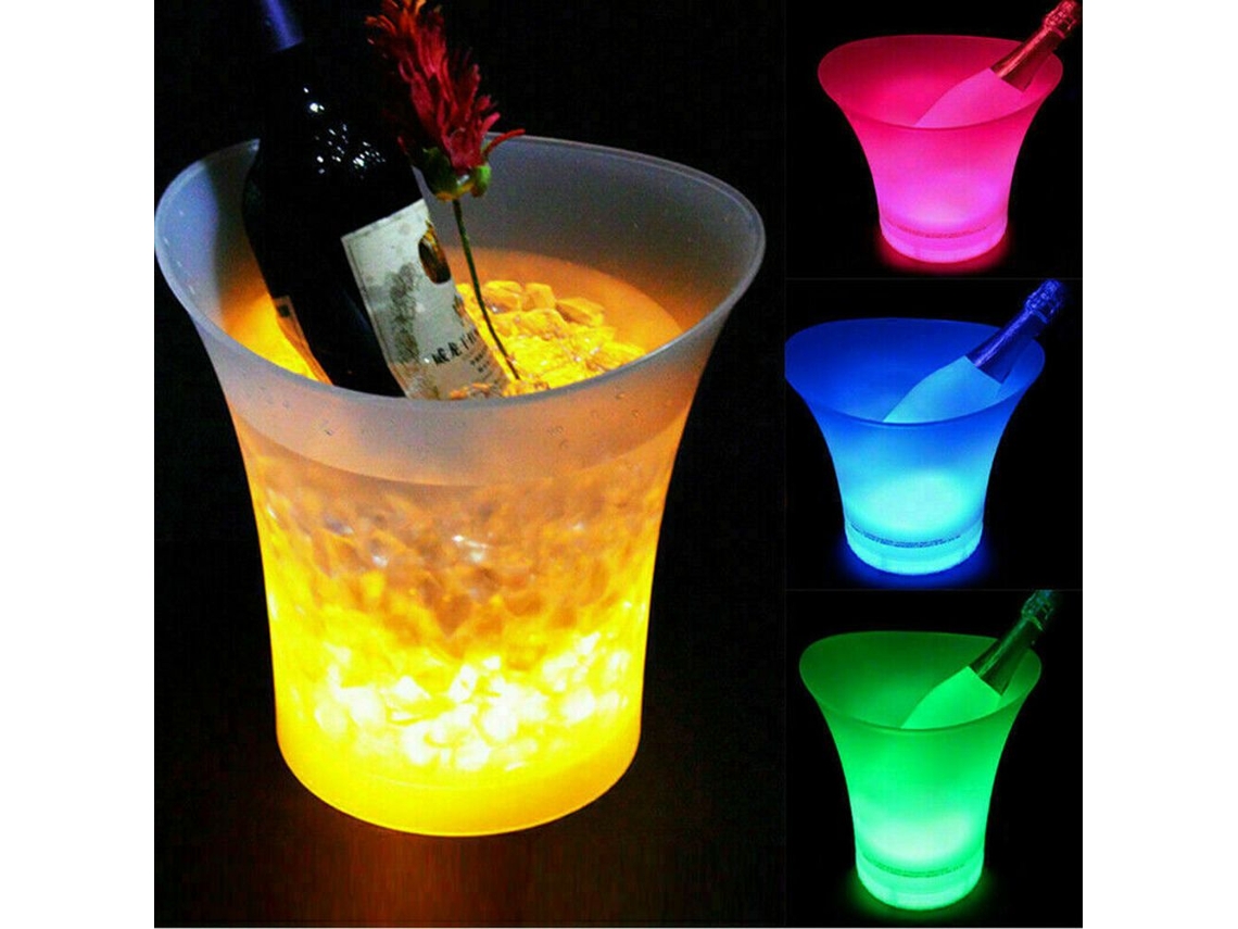 Balde de Gelo Led 5 Litros, Luminária de Mesa com Mudança Cor, Refrigerador de Vinho e Bebidas BRILVIBERA