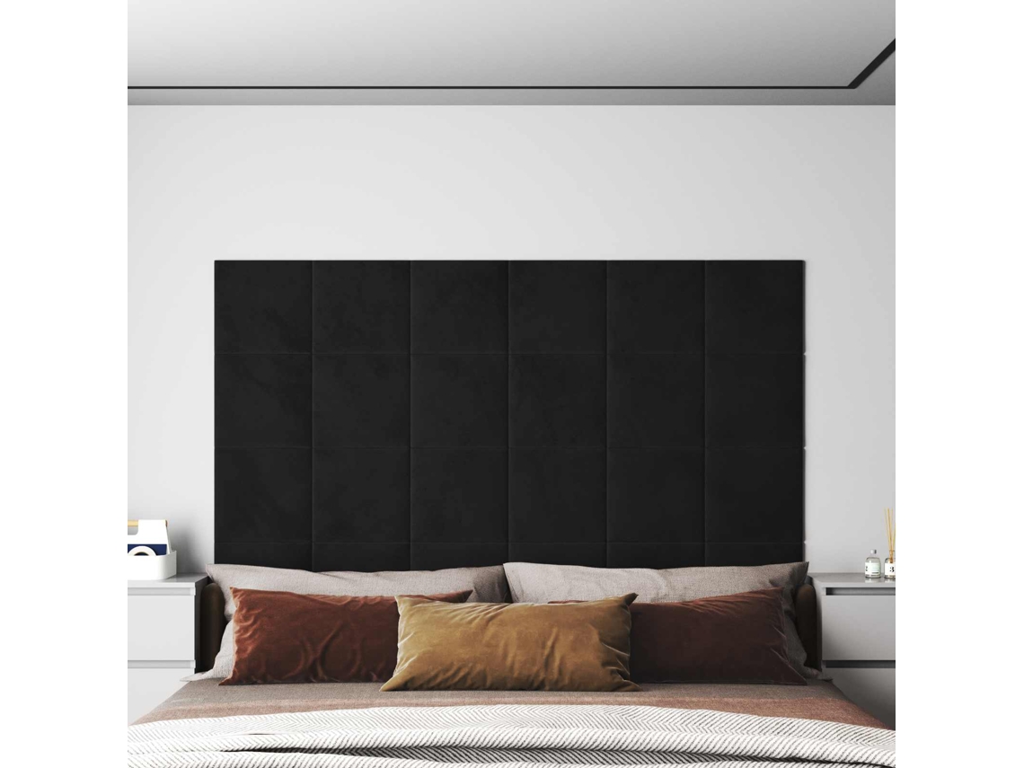 Vidaxl Cabeceira De Parede 12 Pcs Preto Veludo