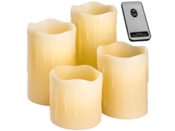 4 Velas de Luz Led com Revestimento de Cera Natural e Controlo Remoto