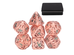 Conjunto De 7 Dados Poliédricos Ocos De Metal Padrão Caveira Para Jogos De Tabuleiro E Rpg