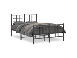Bed Frame, Bed Frames Vidaxl Preto Aço (120 X 190 Cm)