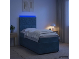 Vidaxl Cama Box Com Led E Colchão Azul 90 X 190 Cm Veludo