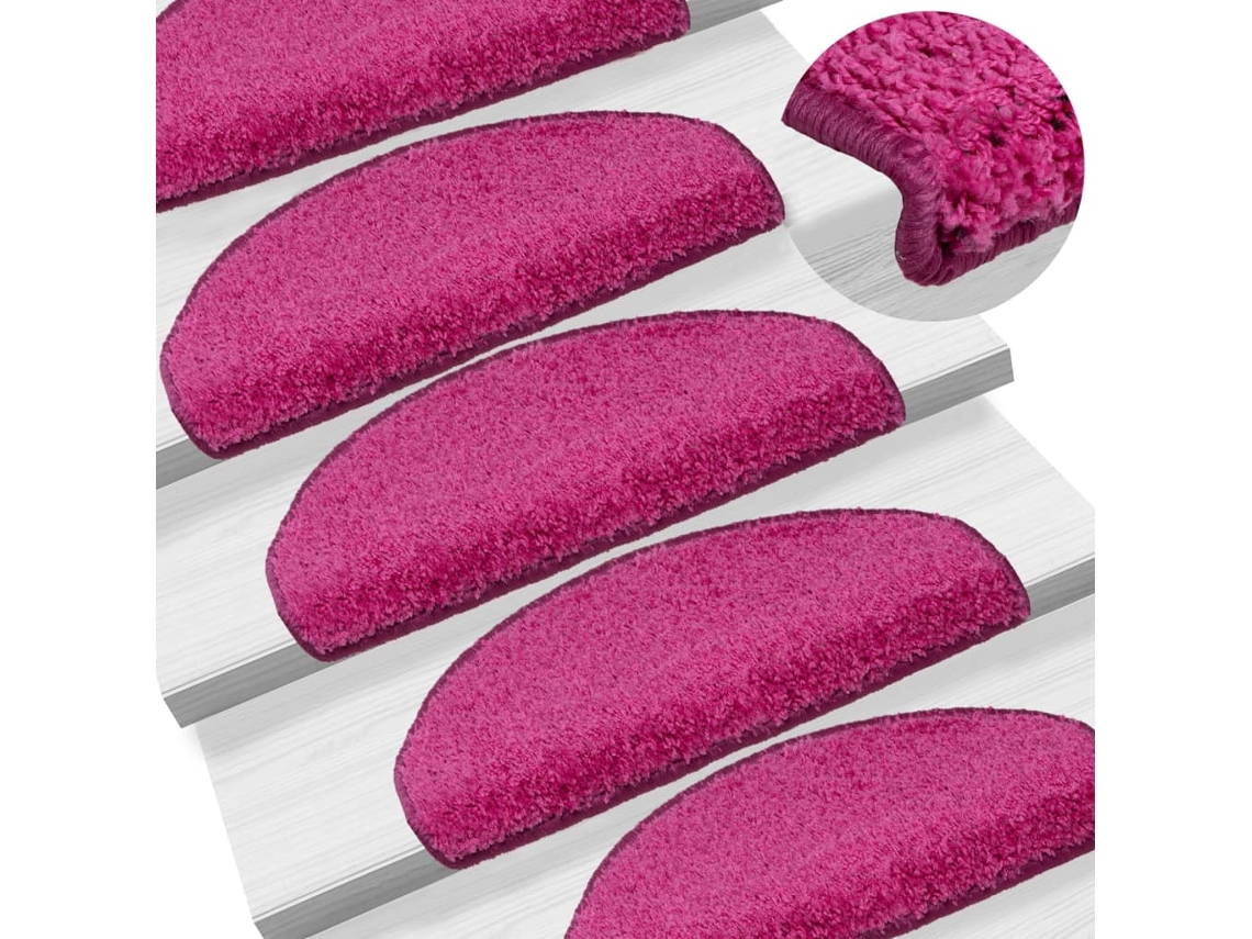 Vidaxl Tapetes De Escada 15 Peças 65x21x4 Cm Rosa Semicircular Grande