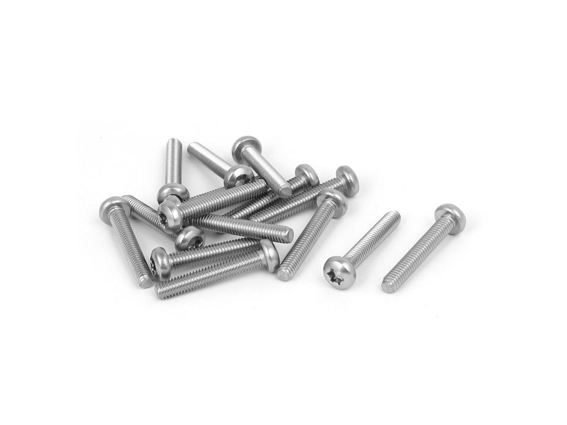 Parafuso de Máquina com Cabeça Torx Redonda M4 X 25 Mm em Aço Inoxidável 316, Tom Prateado, 15 CHABERLU