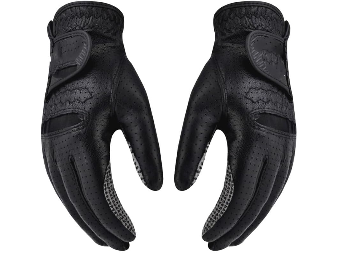Luvas de golfe masculinas em couro genuíno, respiráveis, brancas, para canhotos, S/MARCA