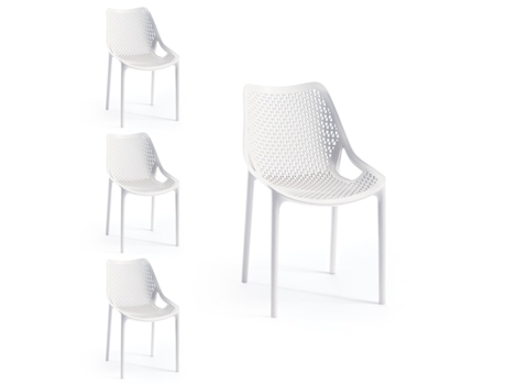 Conjunto 4 Cadeiras Bilros Tensai Furniture Branco