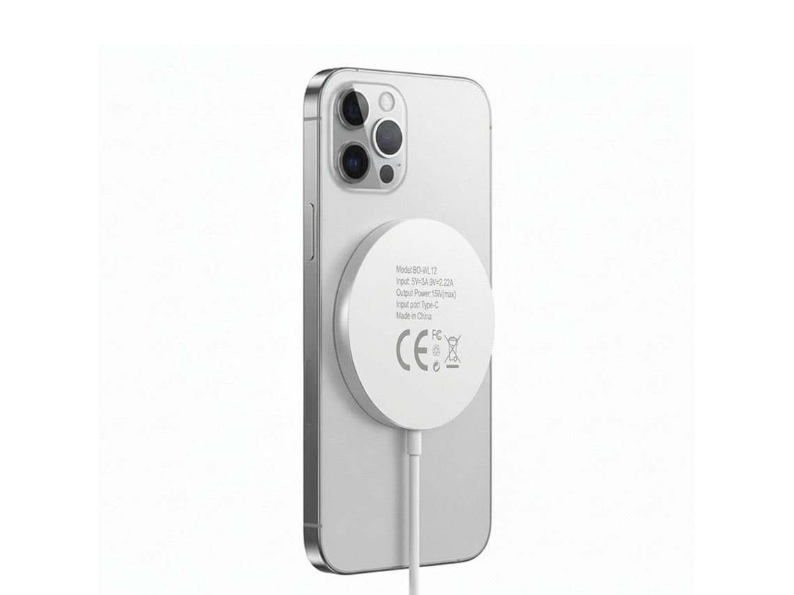 Mayaxess Carregador Para Iphone 12 Pro Max Magsafe Magnético 15w Branco