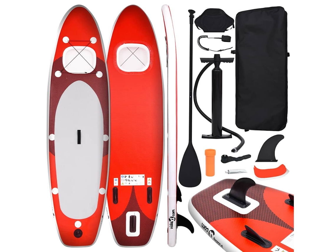 Vidaxl Conjunto Prancha De Paddle Sup Insuflável 330x76x10 Cm Vermelho