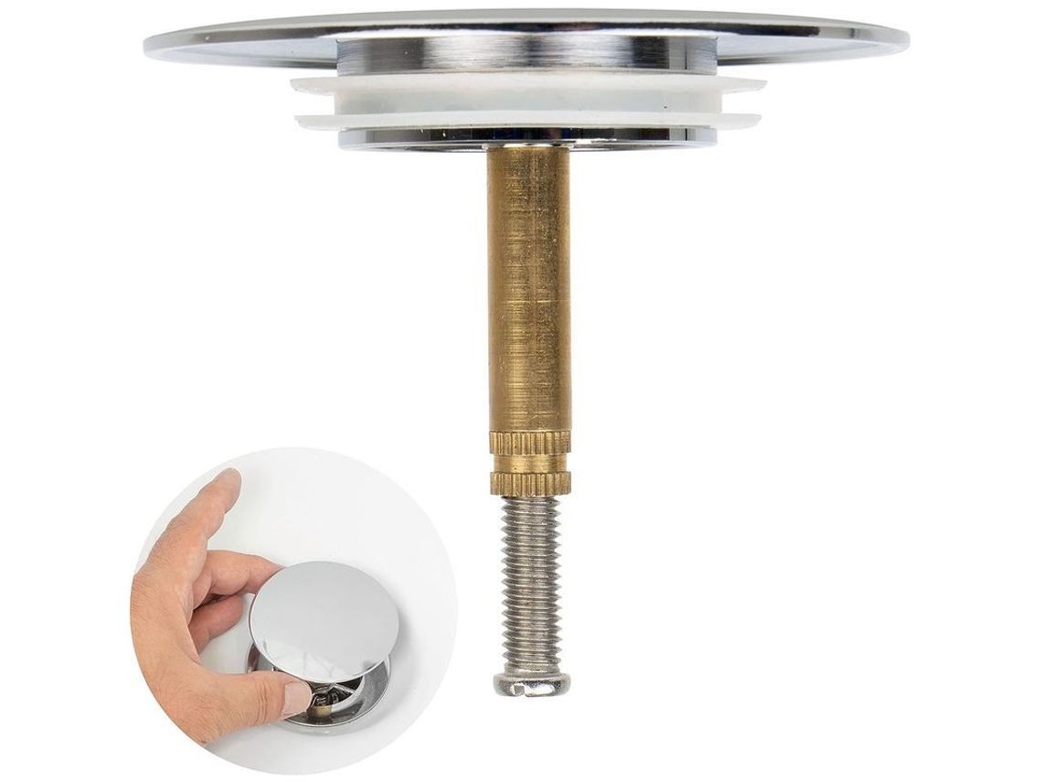Tampón de Banho Universal Ø70mm Ajustável em Altura Latão Cromado com Doble Junta para Sumidero S/MARCA