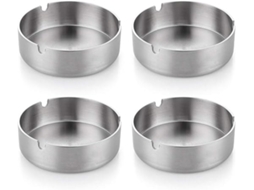 Conjunto de 4 Cinzeiros de Aço Inoxidável 10 Cm, Mesa Moderna, Adequados para Uso Interior e Exterior, Multifuncional, Doméstico STELASPLEN