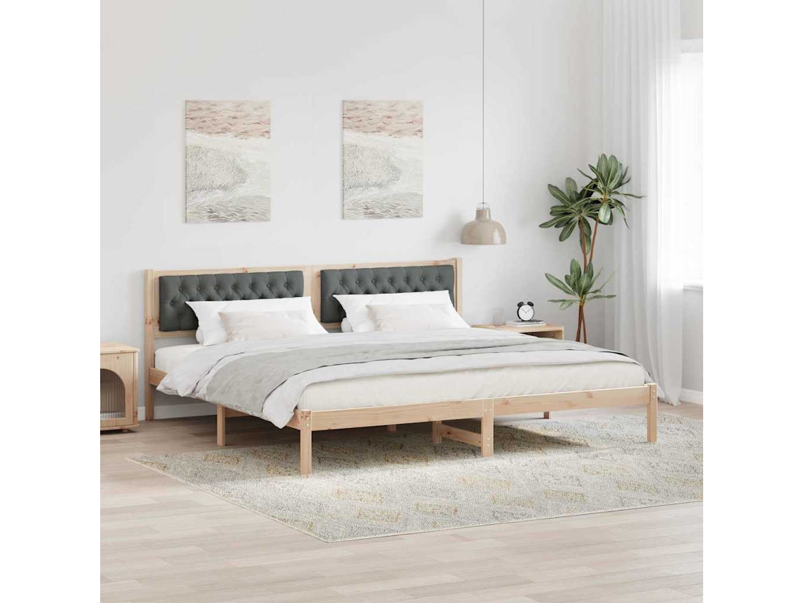 Vidaxl Estrutura Da Cama Com Cabeceira Cinza Escuro 200 X 200 Cm