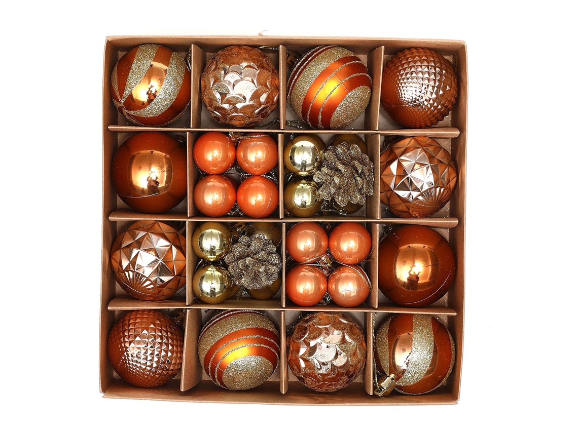 Conjunto de 42 bolas de Natal decorativas, acabamento dourado eletroformado LAXISCREED