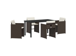 Conjunto 5 De Jantar Para Jardim Vidaxl Castanho Vime Pe