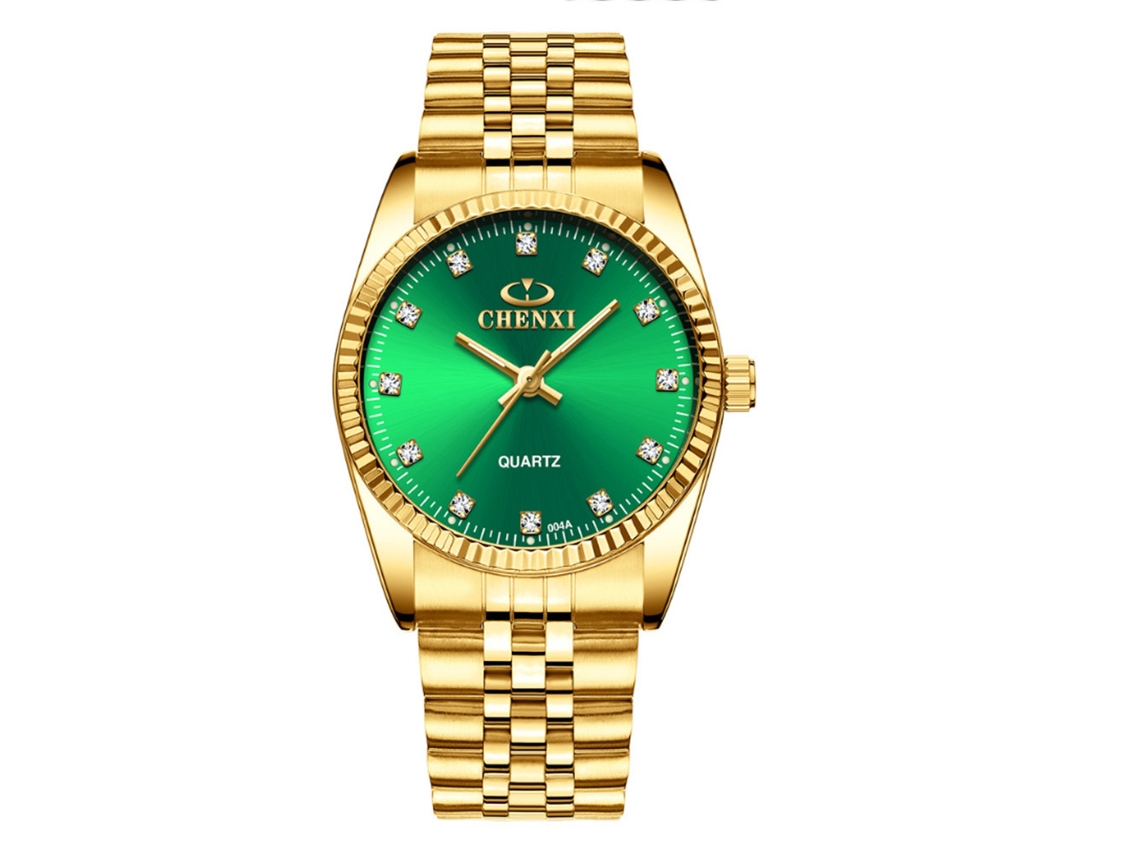 Relógio de pulso masculino analógico de quartzo com pulseira de aço inoxidável (verde)