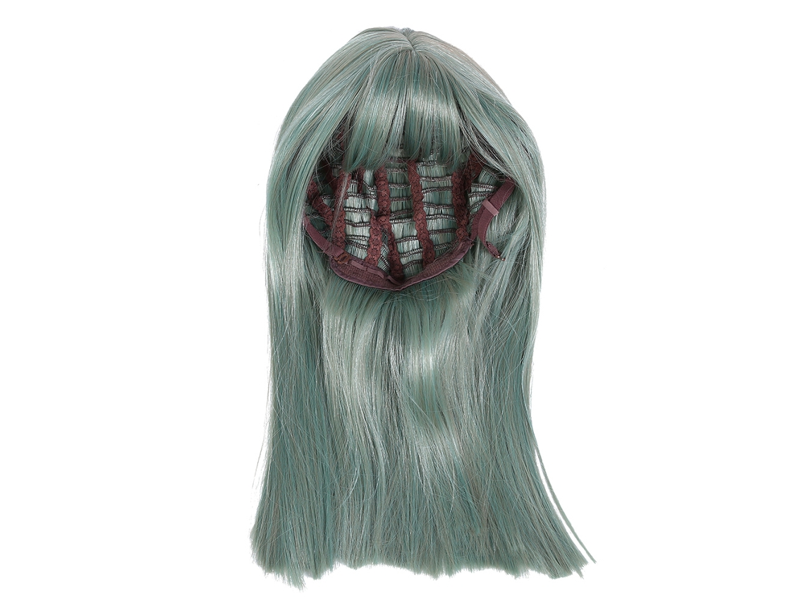 Peluca De Cosplay Verde Para Mulheres, Cabelo Falso Liso Longo 45cm