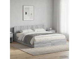 Vidaxl Estrutura De Cama Com Armazenamento Com Gaveta Sonoma Cinzento