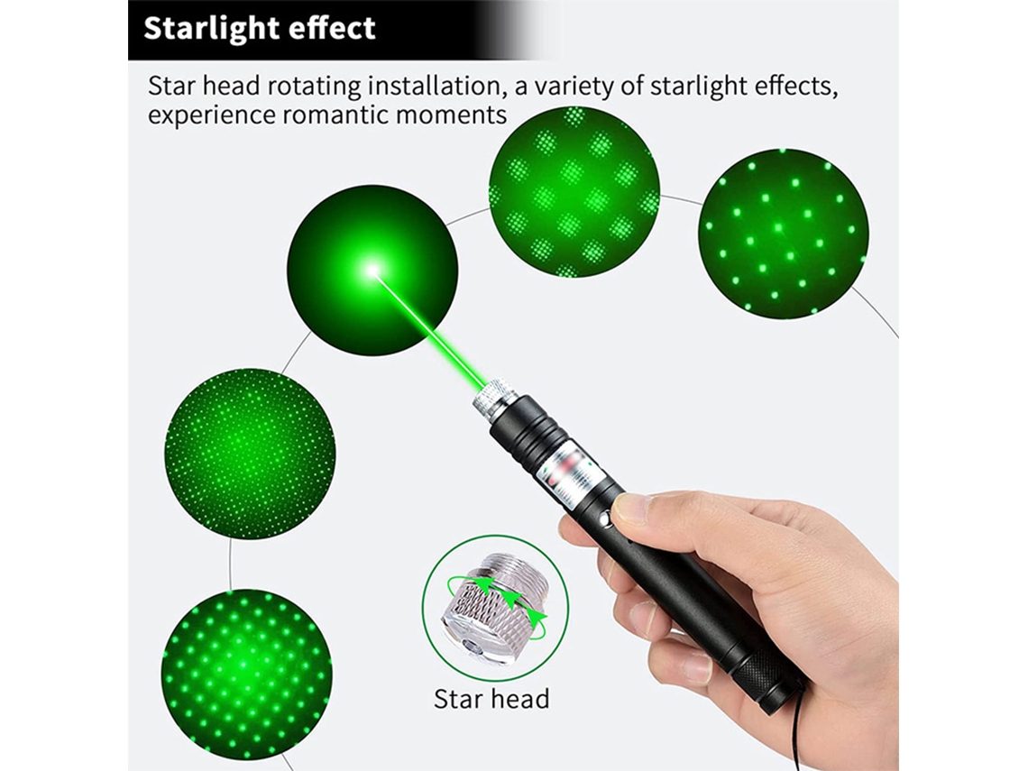 Handheld Beam Pointer Aluminum Alloy Usb Charging Long Distance Range Black Green Eoocoo