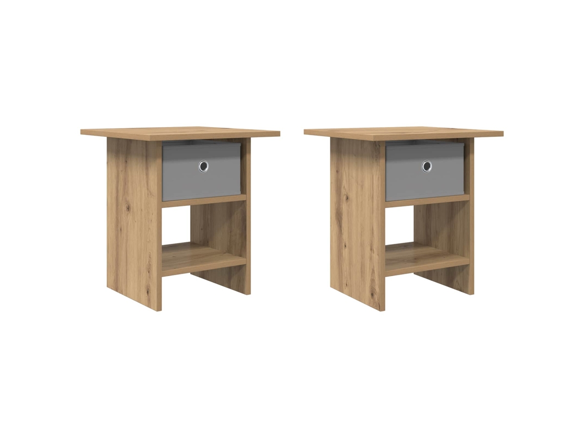 Conjunto 2 Mesa Moderna Vidaxl Castanho Derivados De Madeira (41 X 40 X 45 Cm)