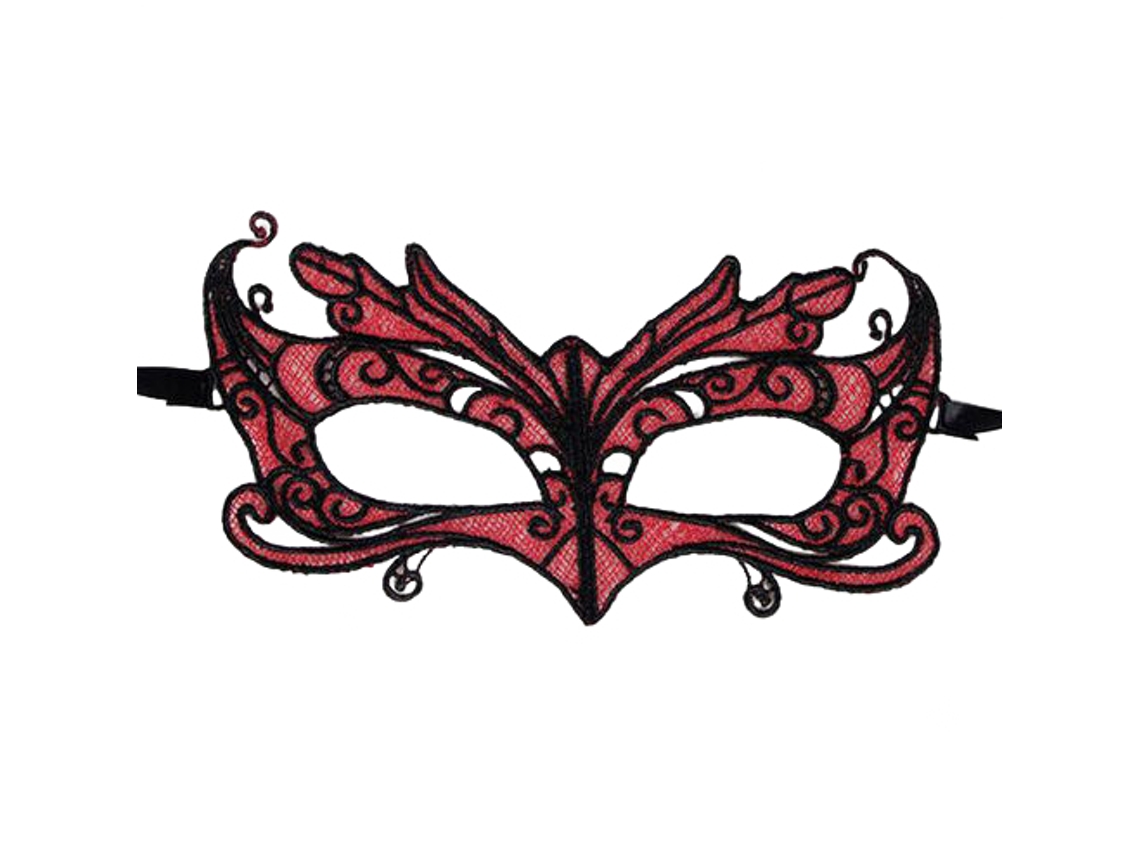 QUEEN LINGERIE Mscara de Renda com Detalhes Vermelho