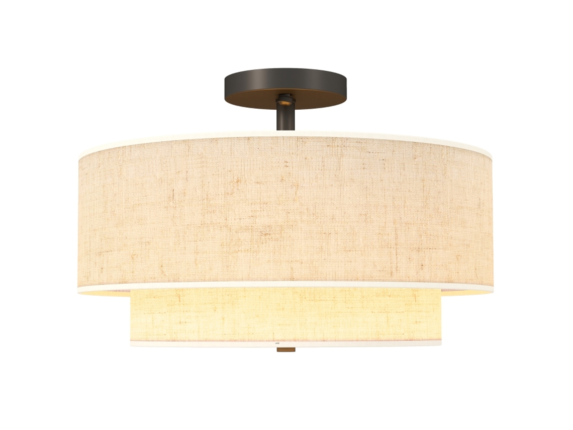 Lustre de Teto Duplo com Abajur de Linho,cor Branco Creme BTFORUS
