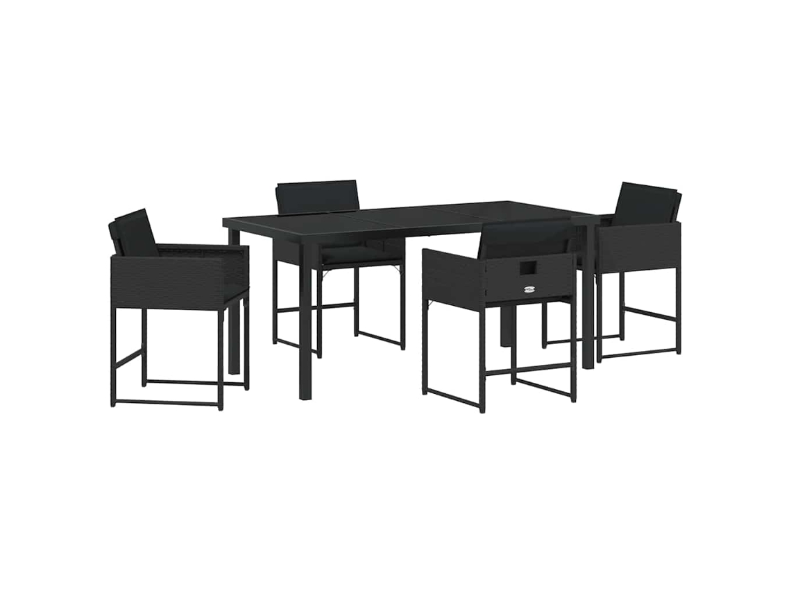 Conjunto de Jantar para Jardim 5 Pcs Preto Vime Pe MAISON EXCLUSIVE