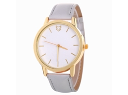 Relógio de pulso feminino Zhoulianfa em couro PU, estilo casual, com movimento de quartzo (cinza)