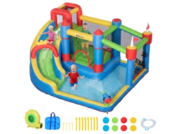 Castillo Inflable Infantil Con Tobogán Cama De Salto Piscina Muro De Escalada Inflador 390x300x197 Cm Multicolorido