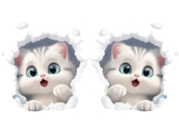 Adesivo Para Carro Com Estampa De Gato, 2 Adesivos Removíveis Com Efeito 3d, Decoração.