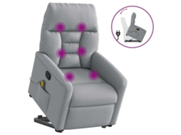Vidaxl Poltrona Reclinável Massagens Tecido Cinzento-claro