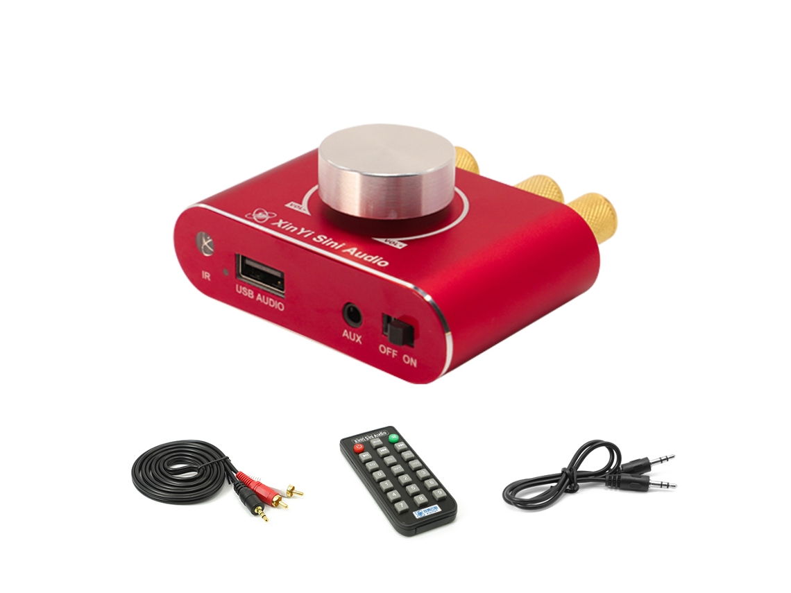 Amplificador Bluetooth 5.1 100w+100w Portátil para Carro e Casa