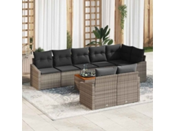 Vidaxl Conjunto de Sofá de Jardim com Almofada 9 Pcs Cinzeto Vime Pe