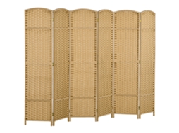 Paravente Bambu 6 Peças 240x170cm Cor Natural Dobrável Para Sala