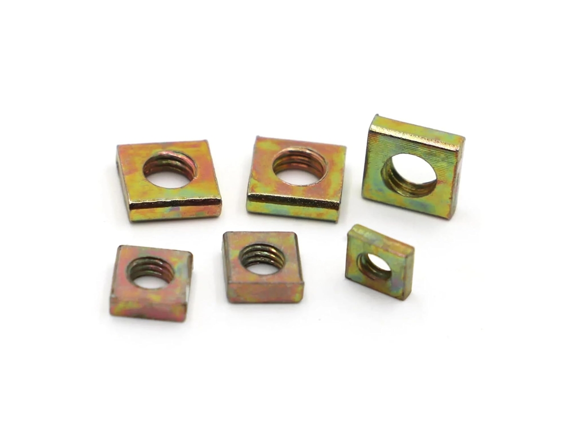50-porcas Quadradas Zincadas Coloridas M3 M4 M5 M6 Sem Chanfro, Bloco Galvanizado Prensado M5 50 Peças