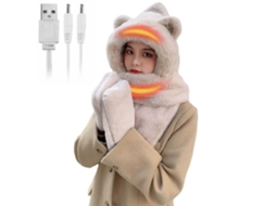 Gorro Bufanda Guantes 3 em 1 S/MARCA, Pelúcia, Orelhas, Inverno