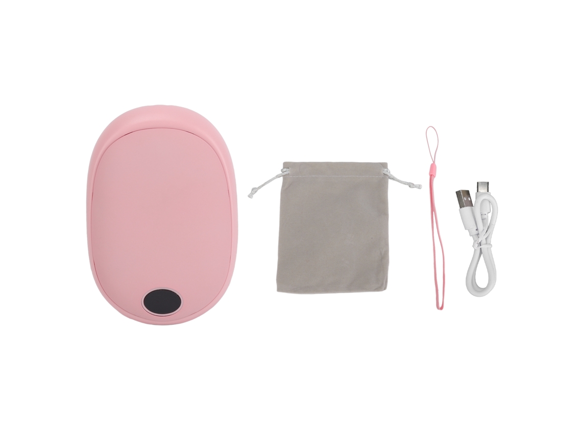 Calentador De Manos Eléctrico Usb Recargable Ajustable Con Pantalla Lcd Portátil Invierno Rosa